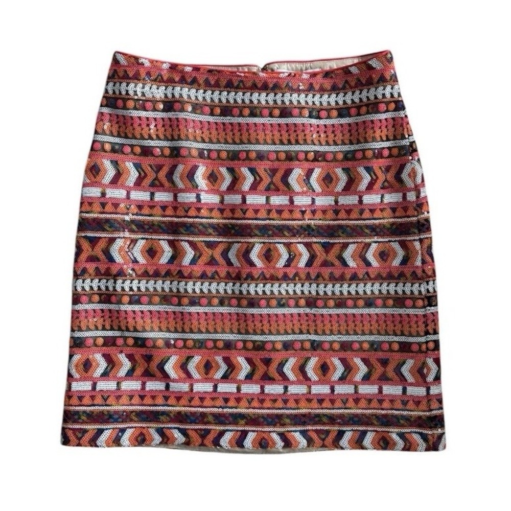 Banana Republic Sequins Mini Pencil Skirt Women's‎ 0 Multicolor Geometric Aztec